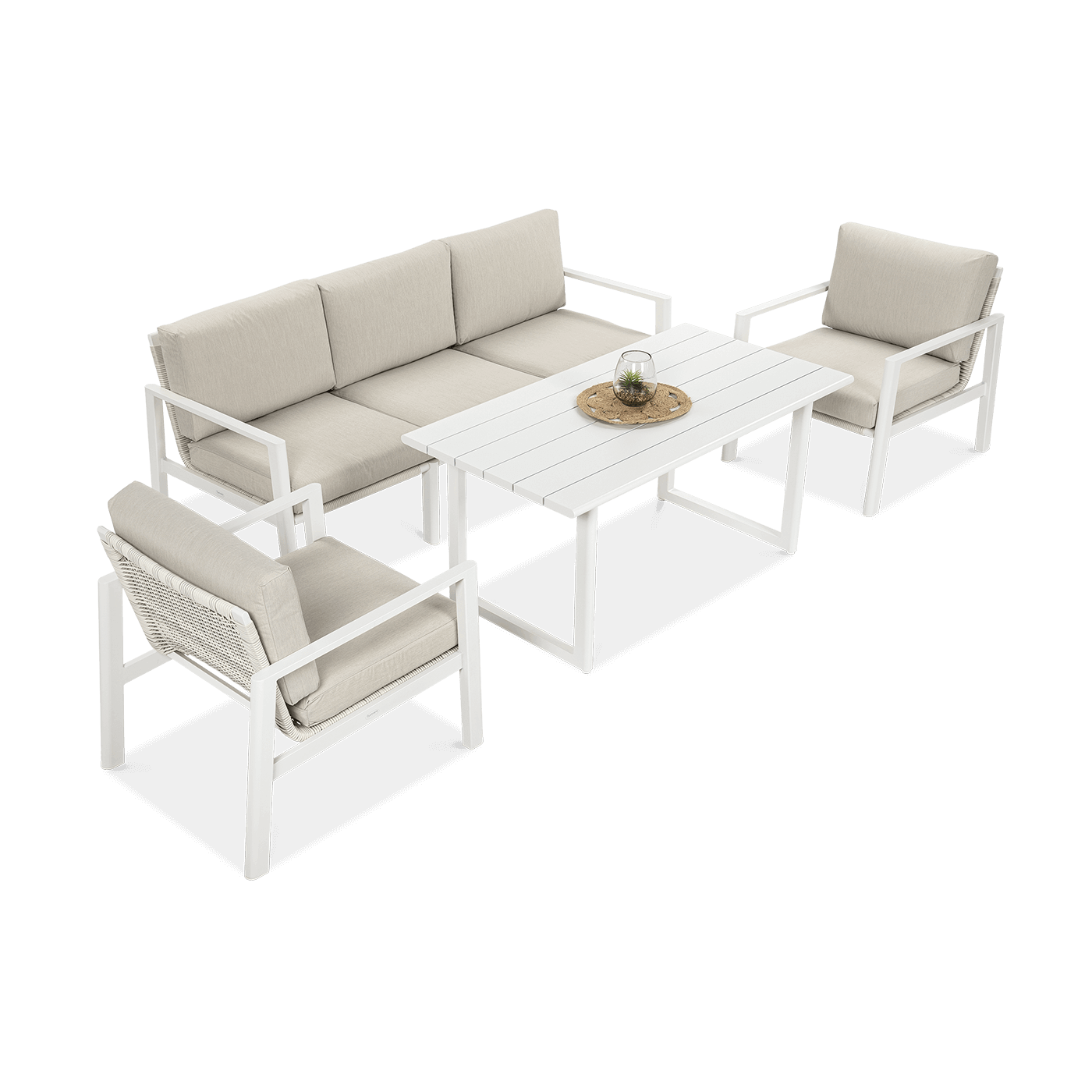 Meble wypoczynkowe do ogrodu - Lotus Dining White Furrore