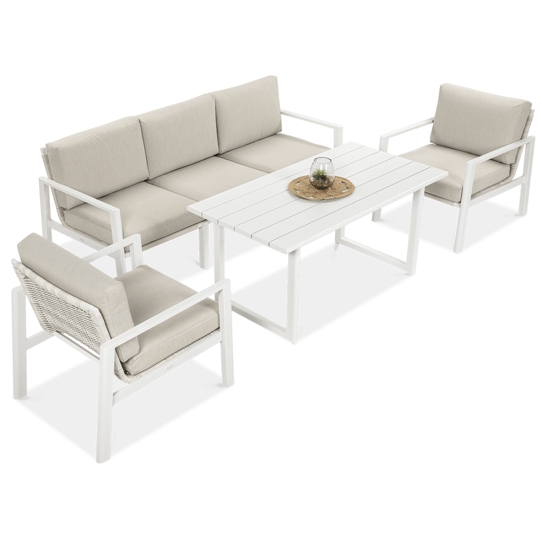 Meble wypoczynkowe do ogrodu - Lotus Dining White Furrore