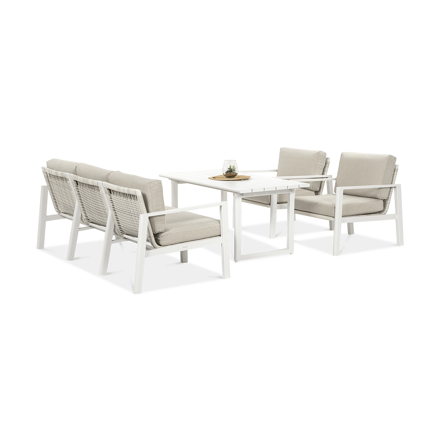 Meble wypoczynkowe do ogrodu - Lotus Dining White Furrore