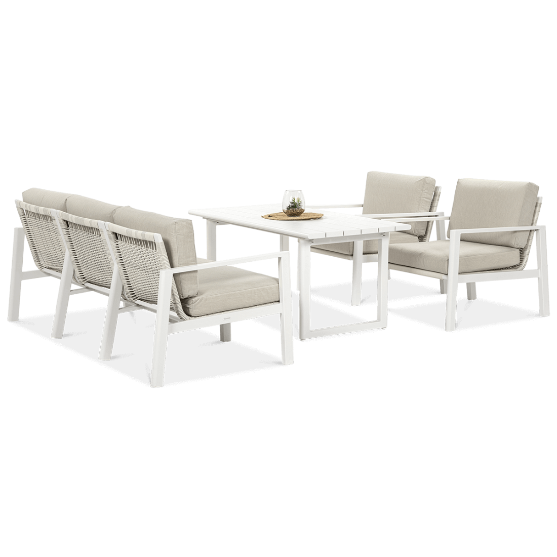 Meble wypoczynkowe do ogrodu - Lotus Dining White Furrore