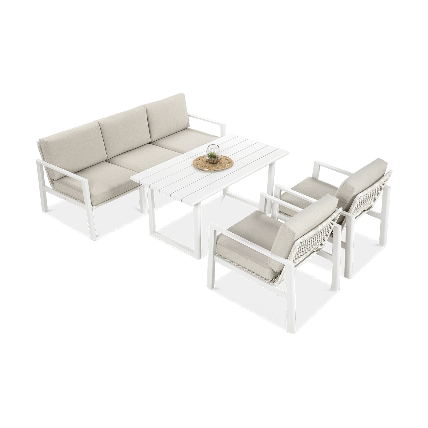 Meble wypoczynkowe do ogrodu - Lotus Dining White Furrore