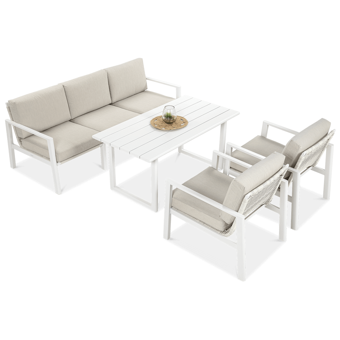 Meble wypoczynkowe do ogrodu - Lotus Dining White Furrore