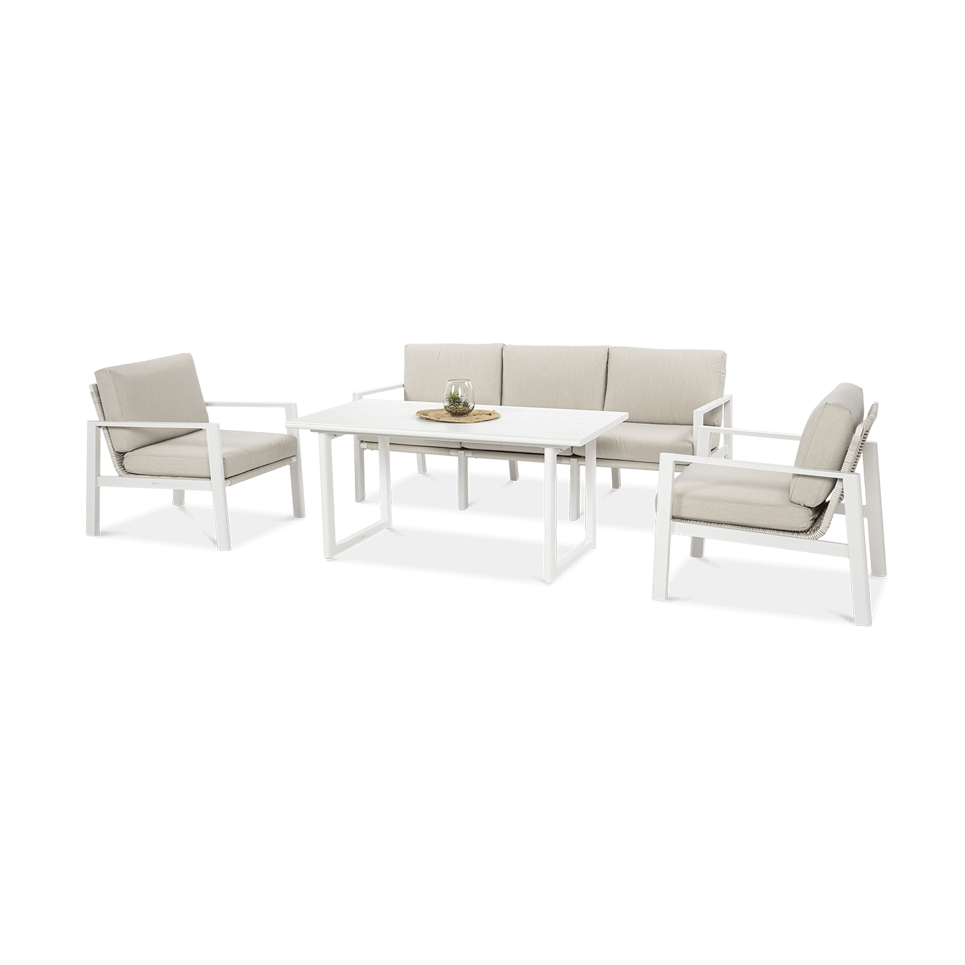 Meble wypoczynkowe do ogrodu - Lotus Dining White Furrore