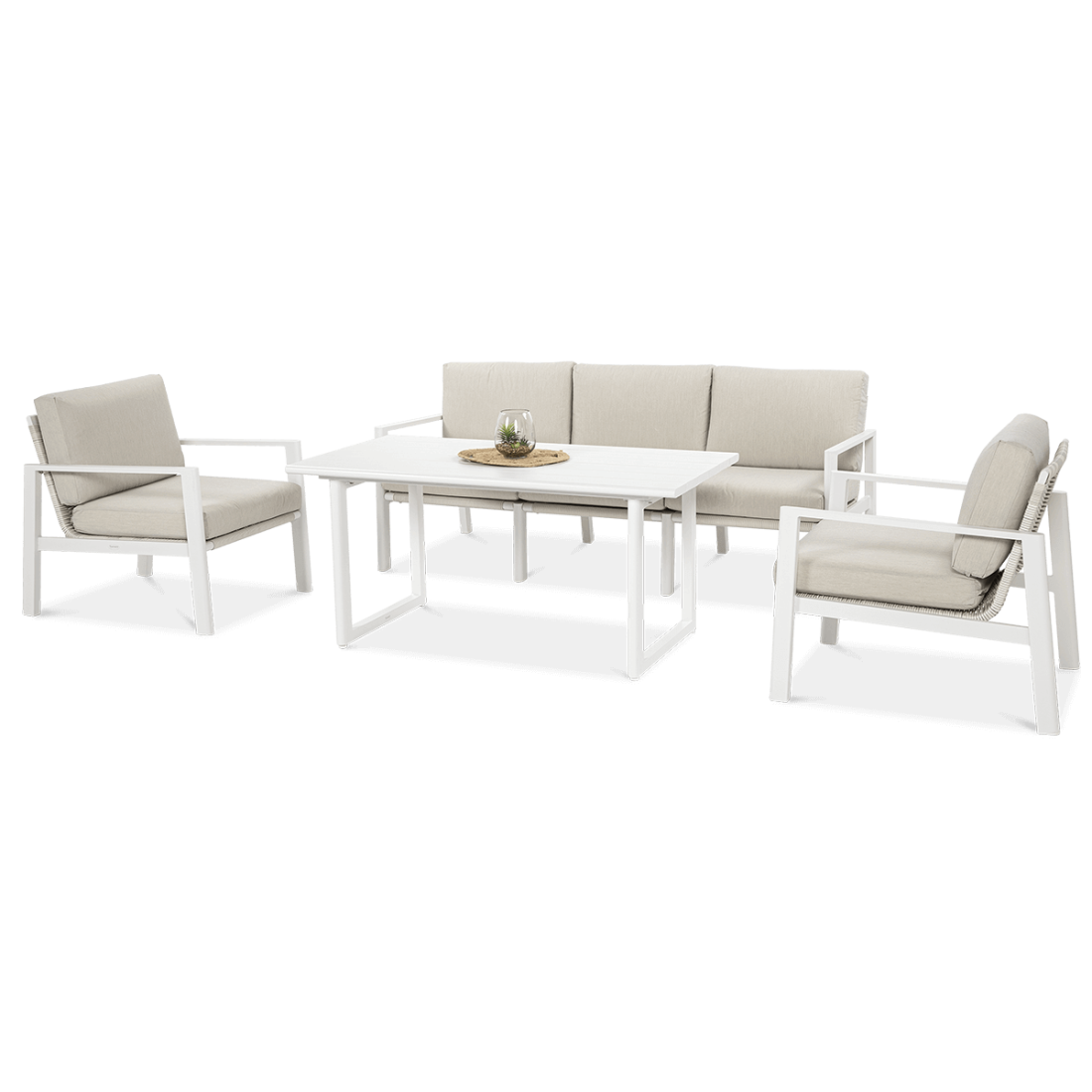 Meble wypoczynkowe do ogrodu - Lotus Dining White Furrore