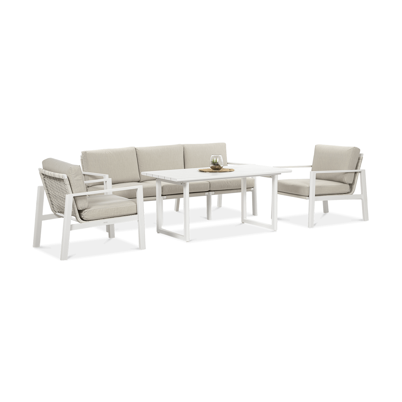 Meble wypoczynkowe do ogrodu - Lotus Dining White Furrore