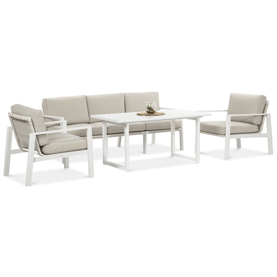 Meble wypoczynkowe do ogrodu - Lotus Dining White Furrore