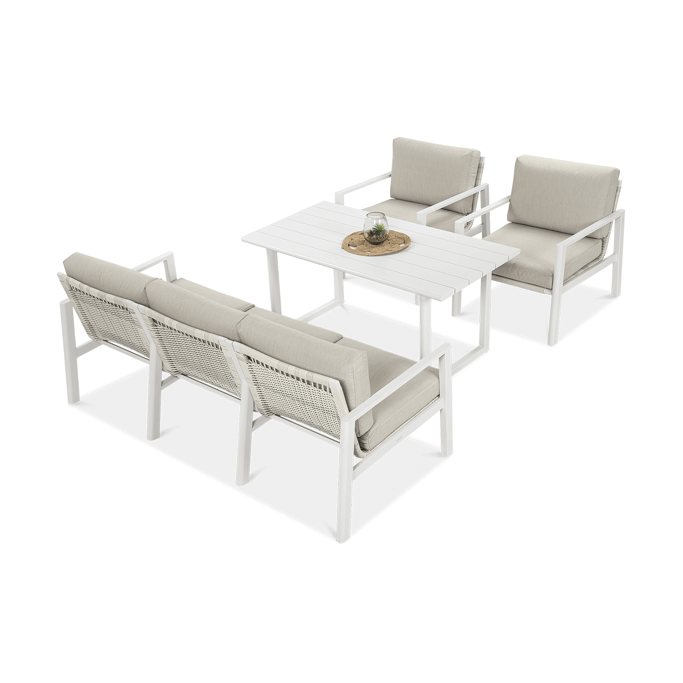 Meble wypoczynkowe do ogrodu - Lotus Dining White Furrore