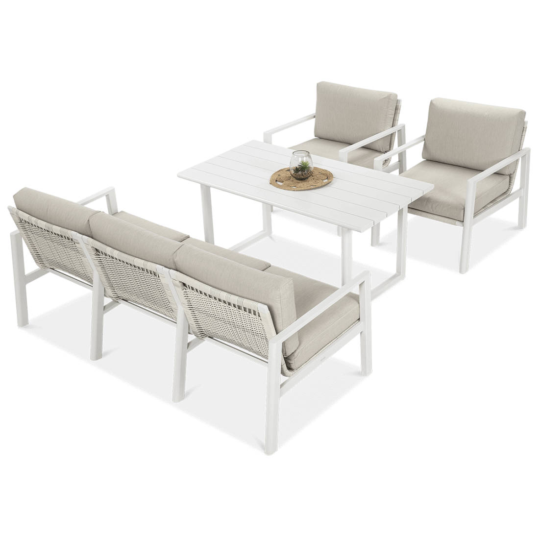 Meble wypoczynkowe do ogrodu - Lotus Dining White Furrore