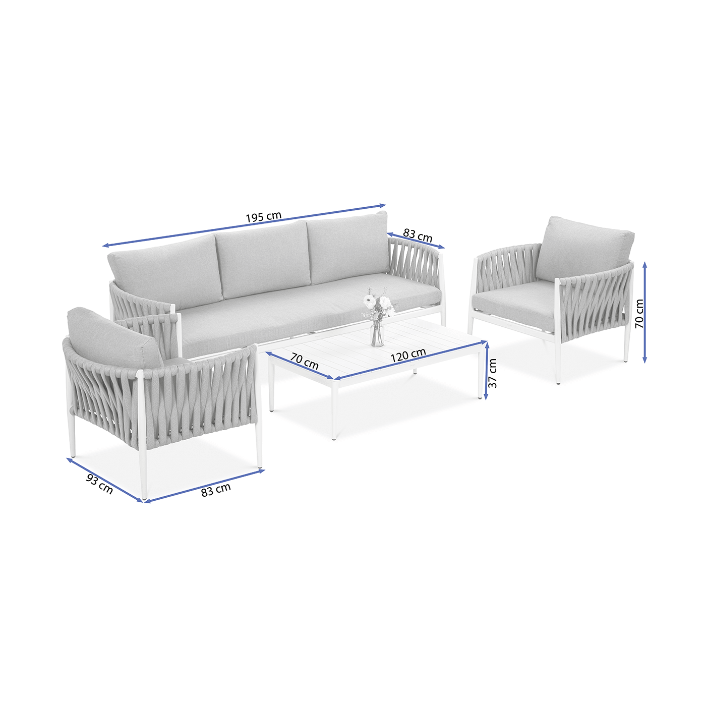 Zestaw mebli ogrodowych Monza Caffe White Furrore