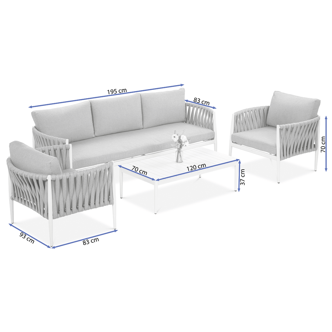Zestaw mebli ogrodowych Monza Caffe White Furrore