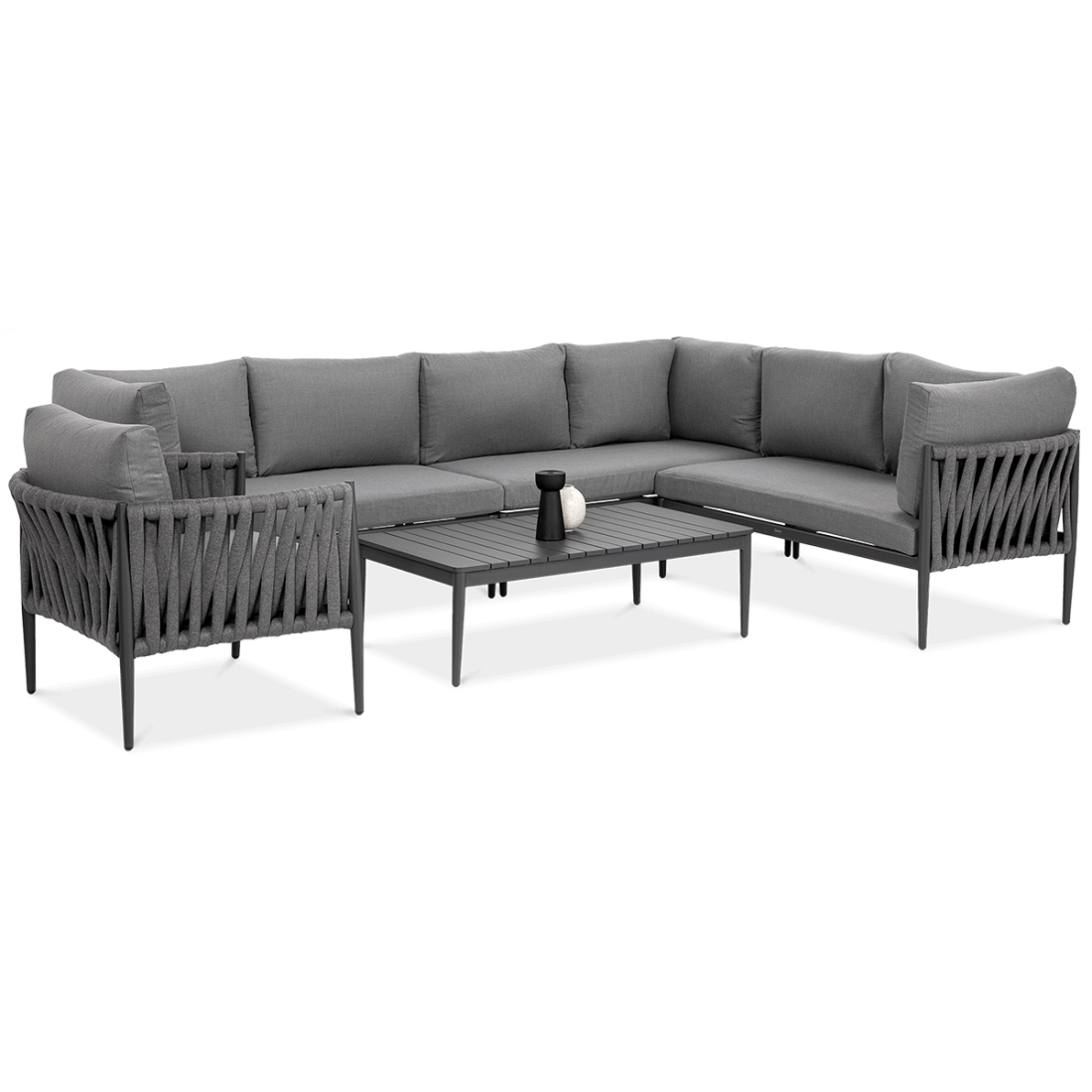 Narożnik ogrodowy aluminiowy Monza Caffe Fotel Grey Furrore