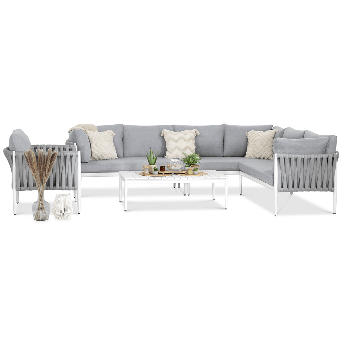 Narożnik Aluminiowy Ogrodowy Monza Caffe Fotel White Furrore