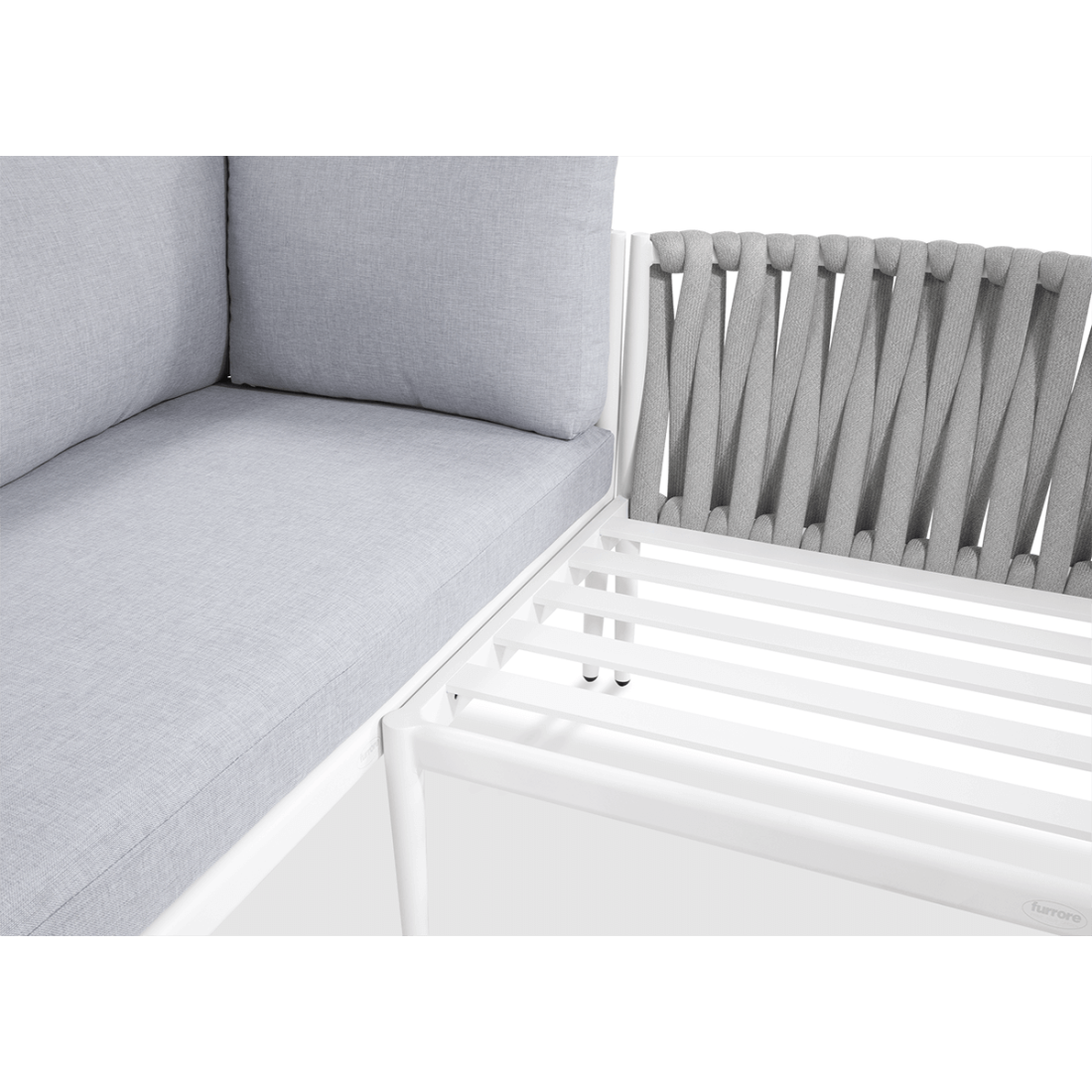 Narożnik Aluminiowy Ogrodowy Monza Caffe Fotel White Furrore