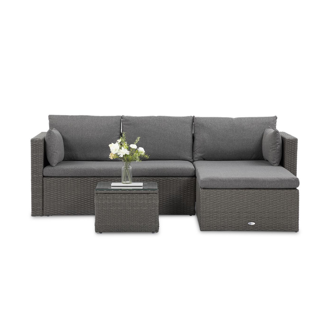 Widok z przodu na narożnik z technorattanu lizbona grafit