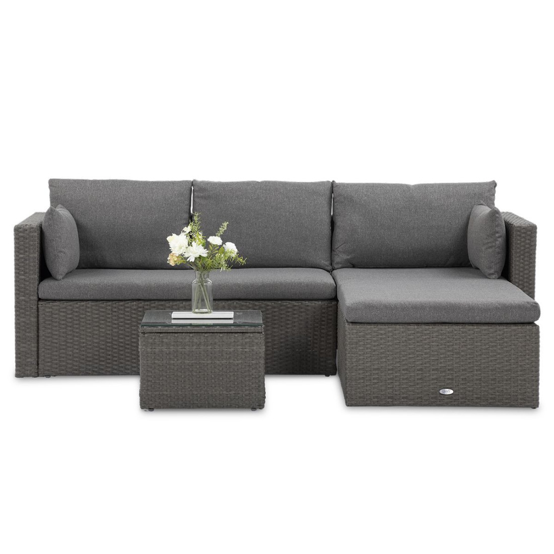 Widok z przodu na narożnik z technorattanu lizbona grafit