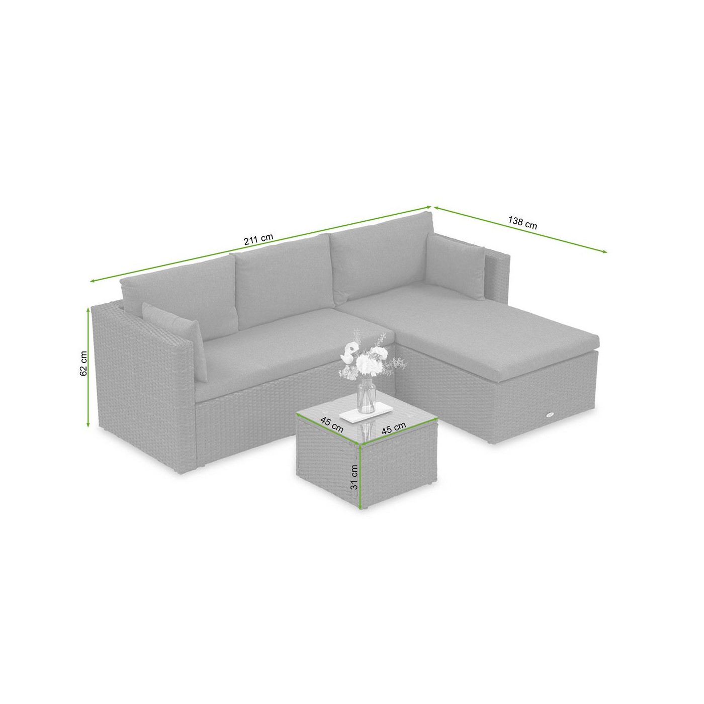 Rysunek z wymiarami narożnika lizbona 