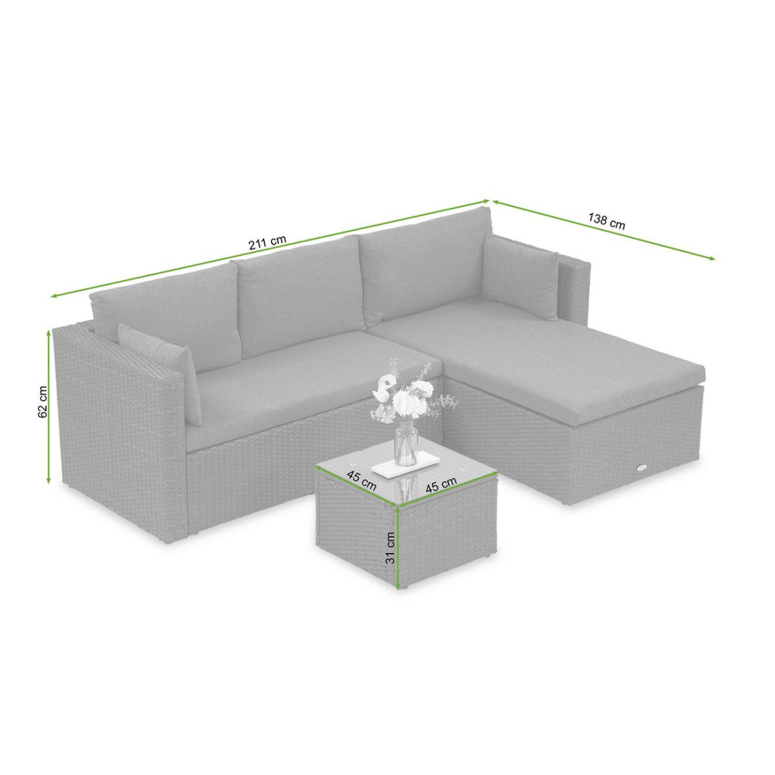 Rysunek z wymiarami narożnika lizbona 