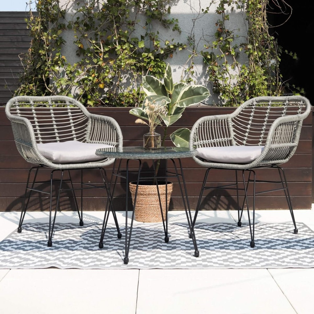 Zestaw mebli balkonowych Kubu 2+1 Grey