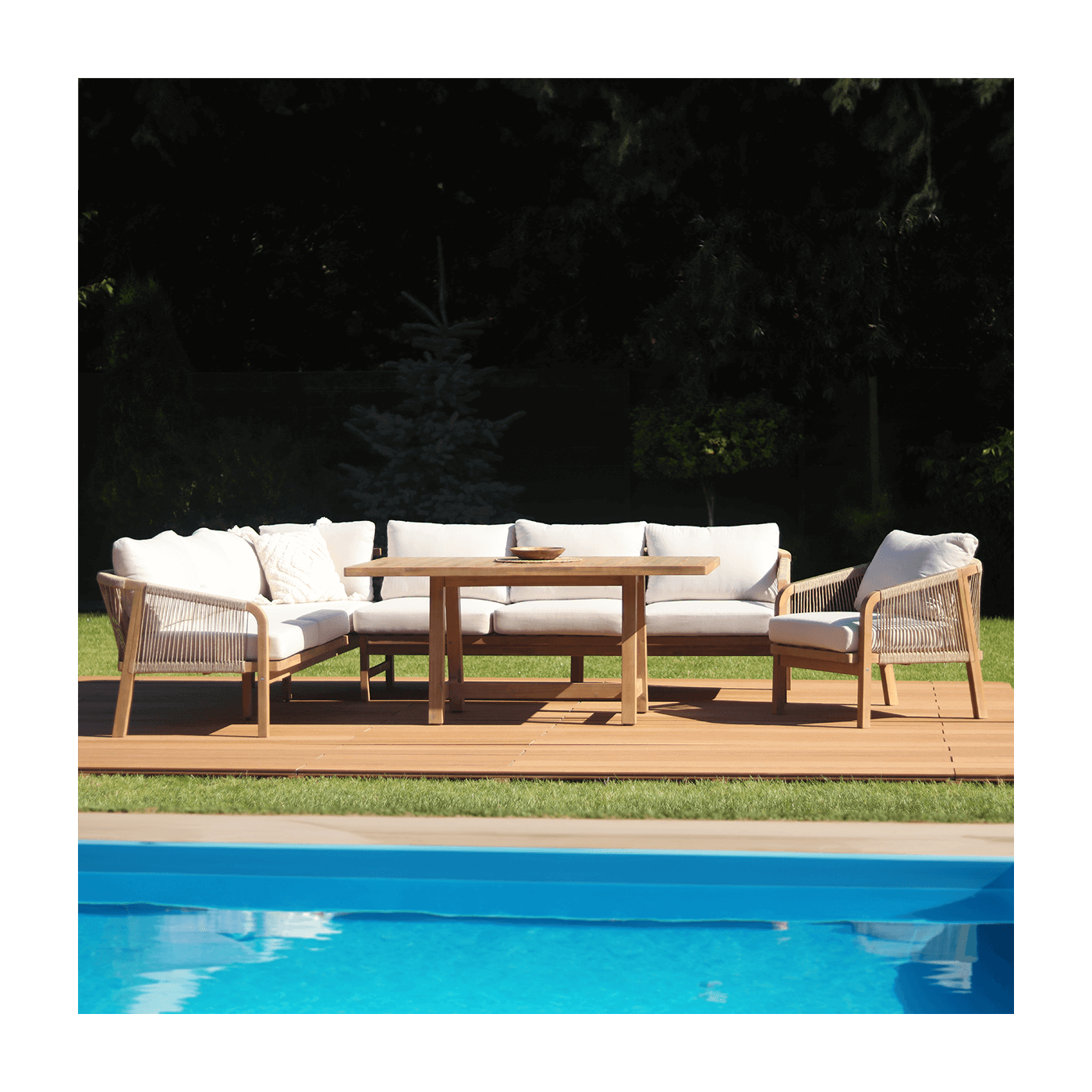 Naroznik ogrodowy z drewna akacjowego MARIGOLD DINING