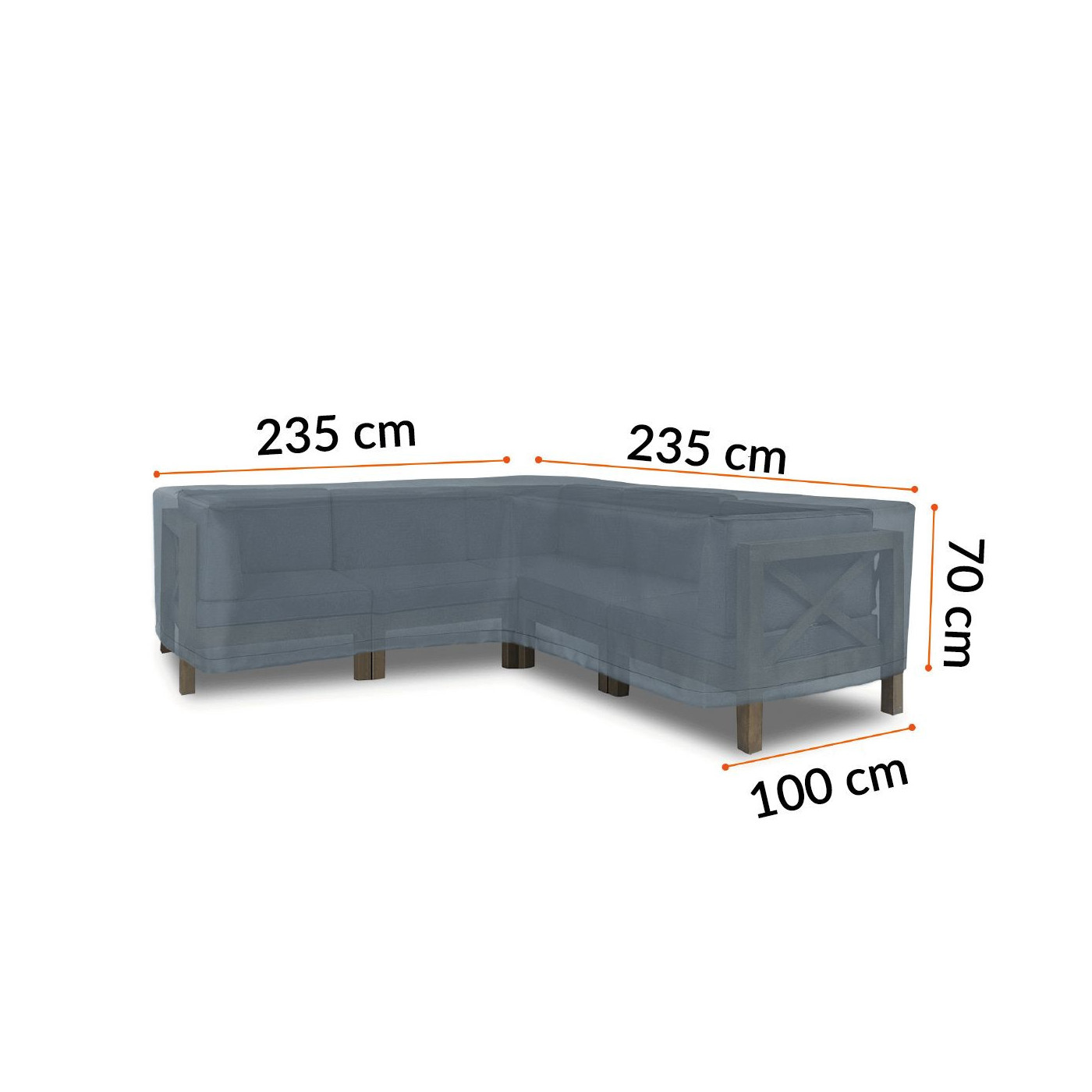 COVER FOR CORNER FURNITURE 235x235x100x70CM