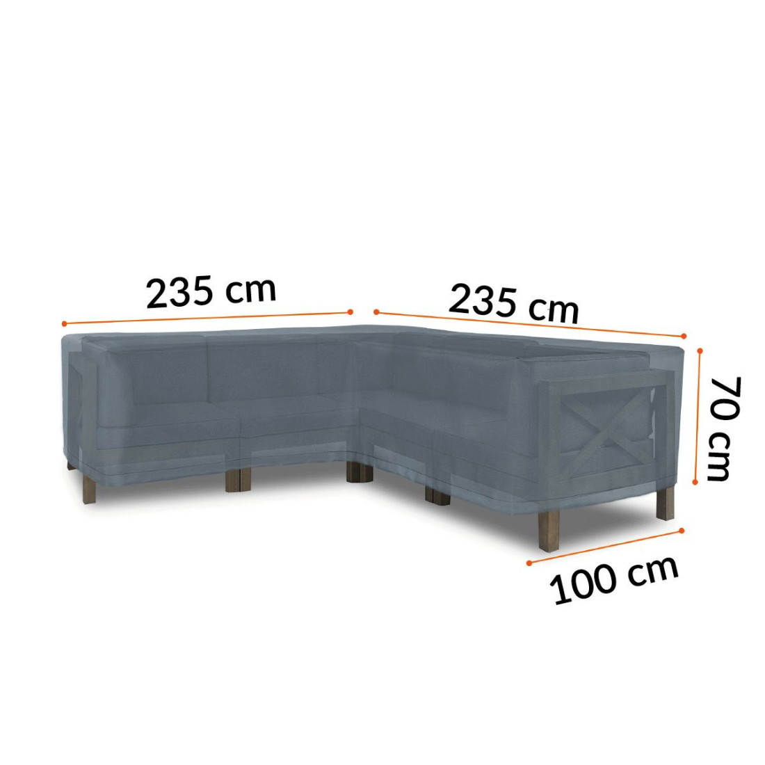 COVER FOR CORNER FURNITURE 235x235x100x70CM