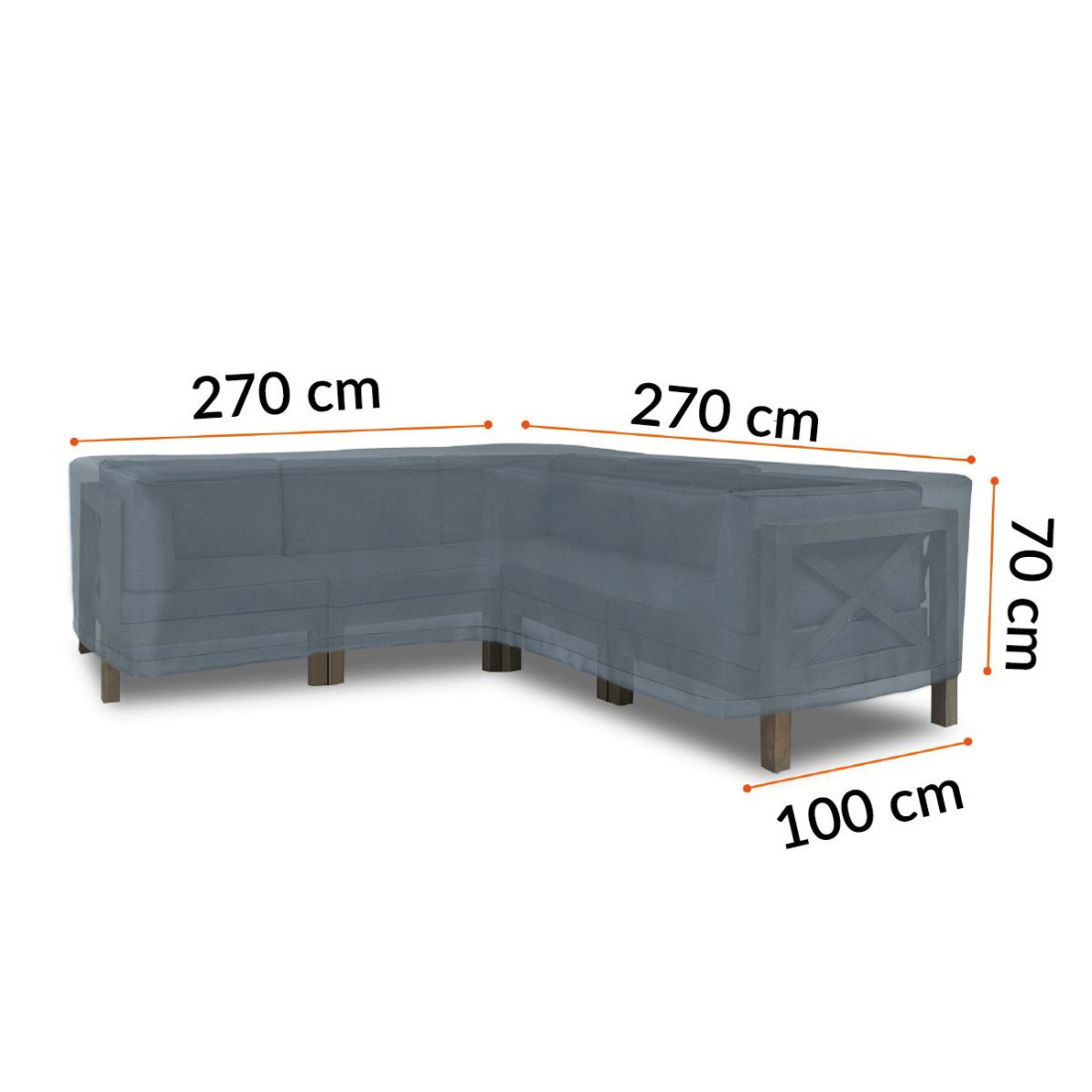 COVER FOR CORNER FURNITURE 270x270x100x70CM