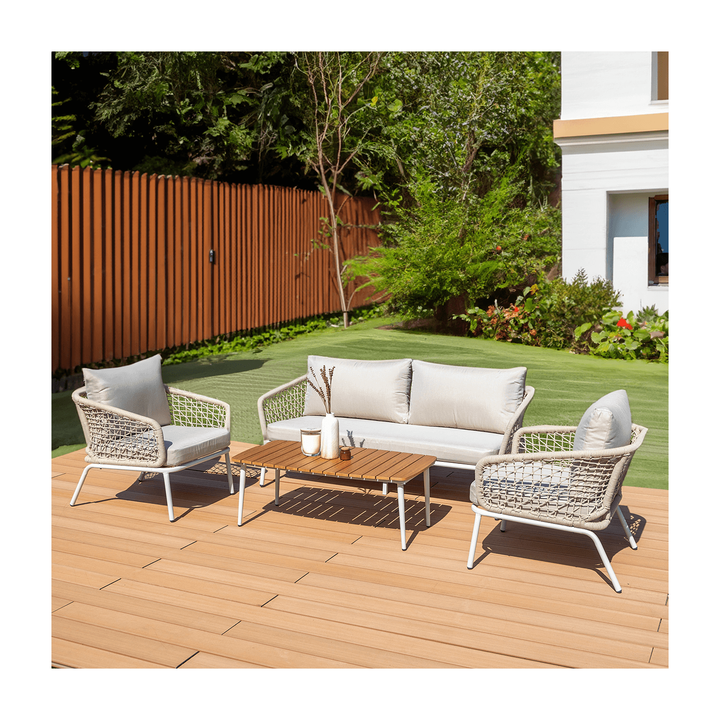 Zestaw mebli ogrodowych ROME Caffe Light Beige do przestrzeni biznesowych