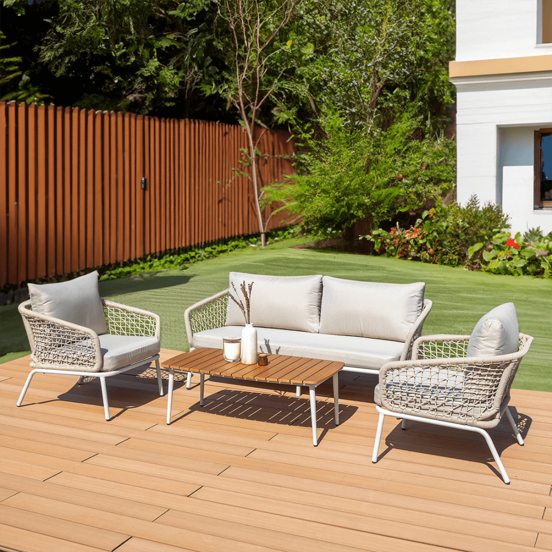 Zestaw mebli ogrodowych ROME Caffe Light Beige do przestrzeni biznesowych