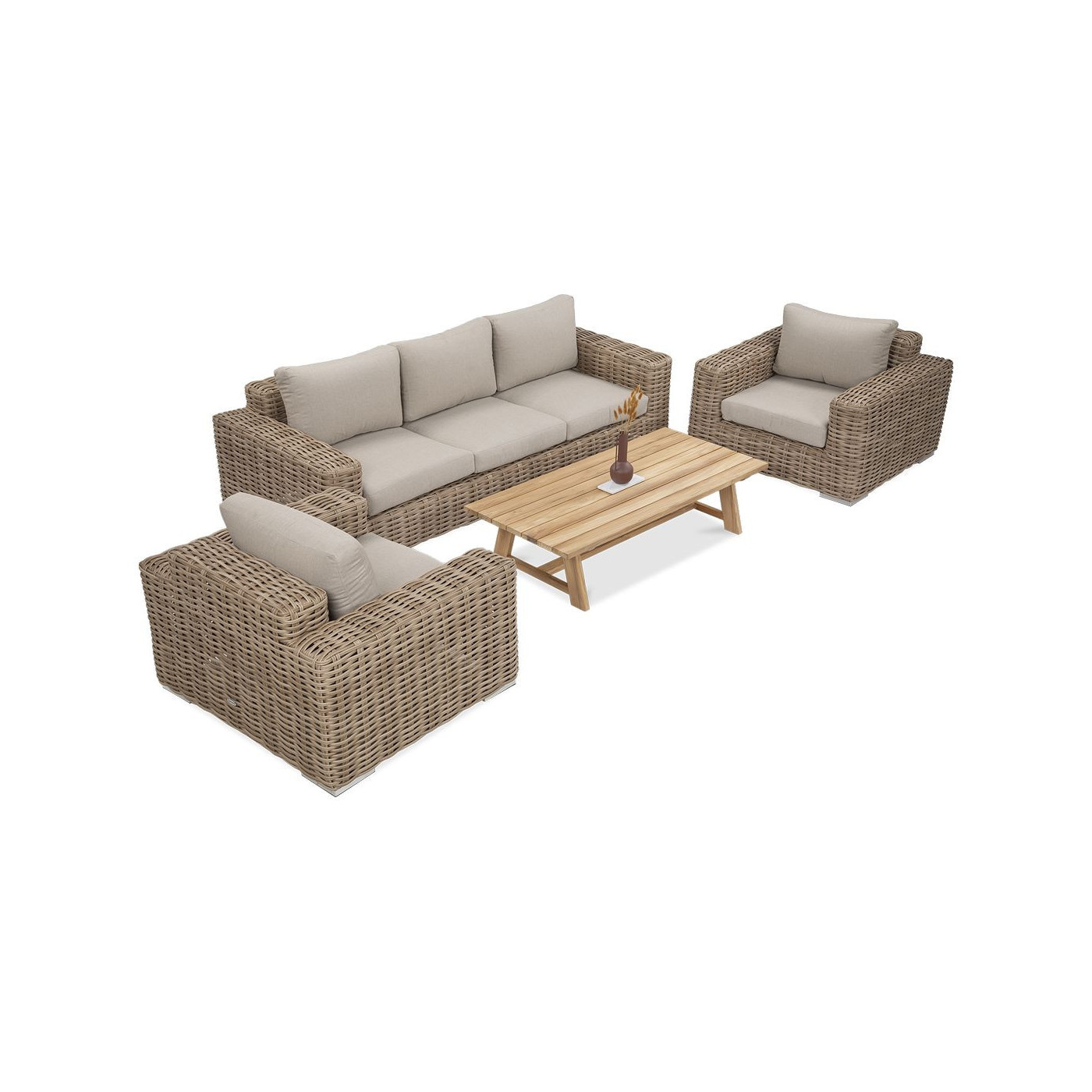 Beżowy zestaw z technorattanu suprema natyre