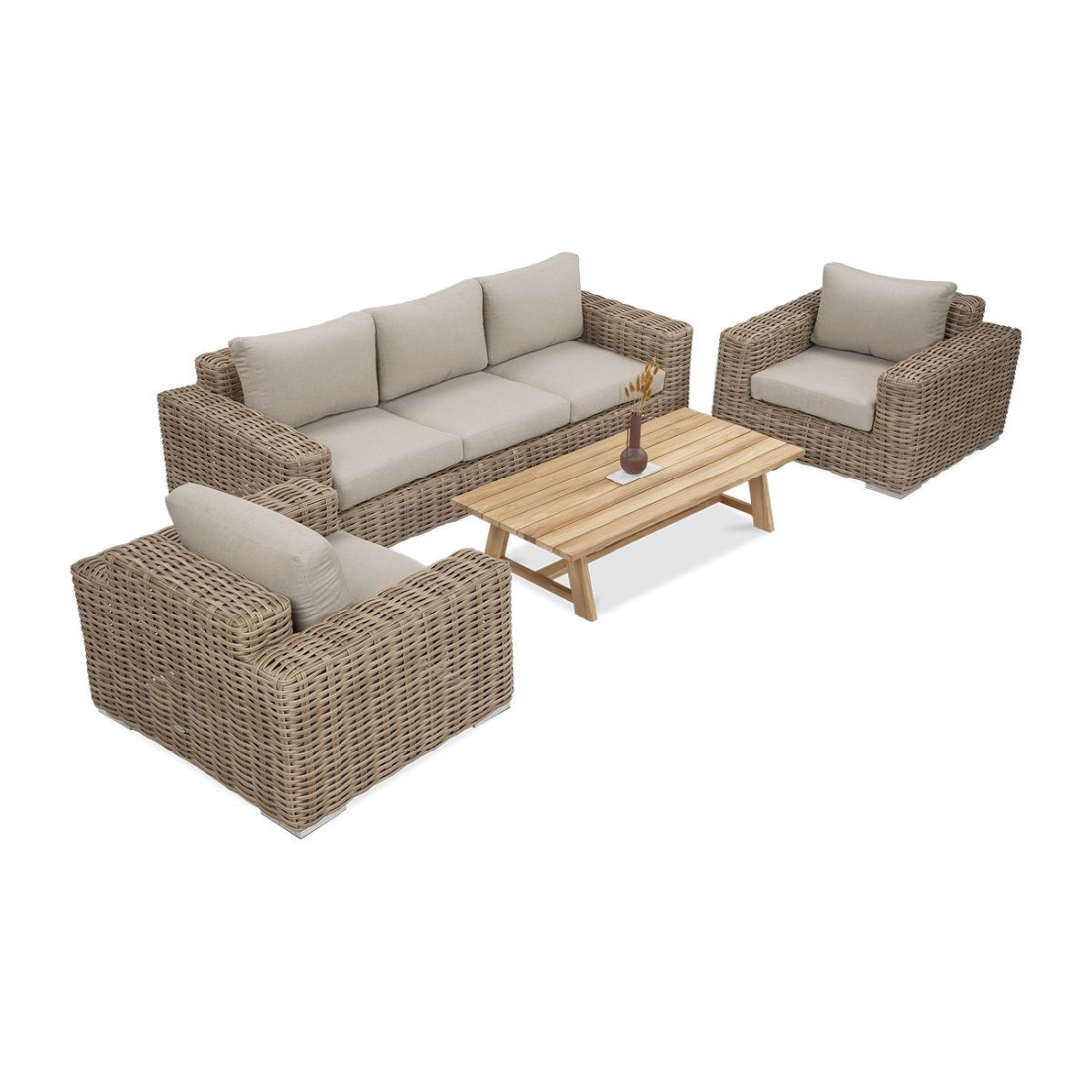 Beżowy zestaw z technorattanu suprema natyre