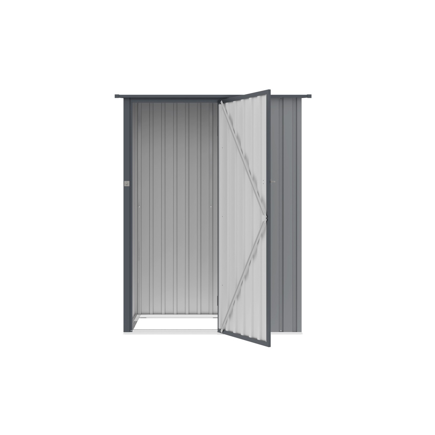 Przestronne drzwi w domku narzędziowym Kent 143x89 Light Grey Hardmaister