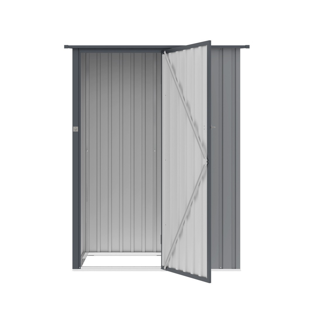 Przestronne drzwi w domku narzędziowym Kent 143x89 Light Grey Hardmaister