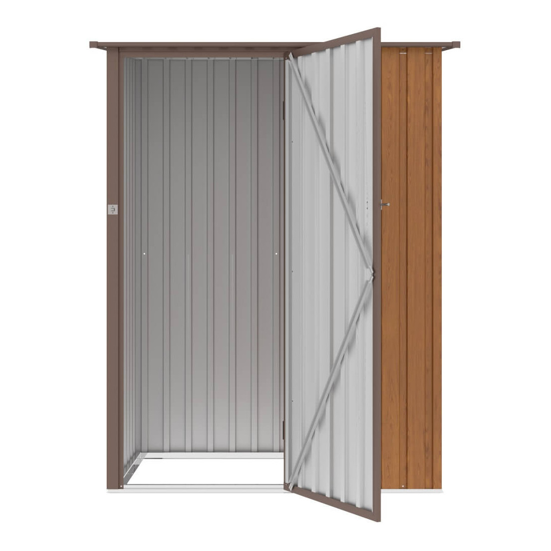 Przestronne drzwi do domku narzędziowego Kent 143x89 Oak/Brown Hardmaister