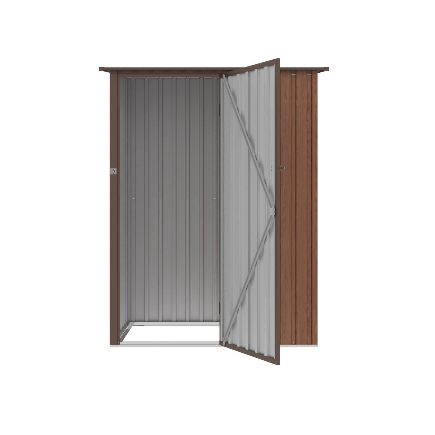 Przestronne drzwi w domku narzędziowym Kent 143x89 Walnut Hardmaister