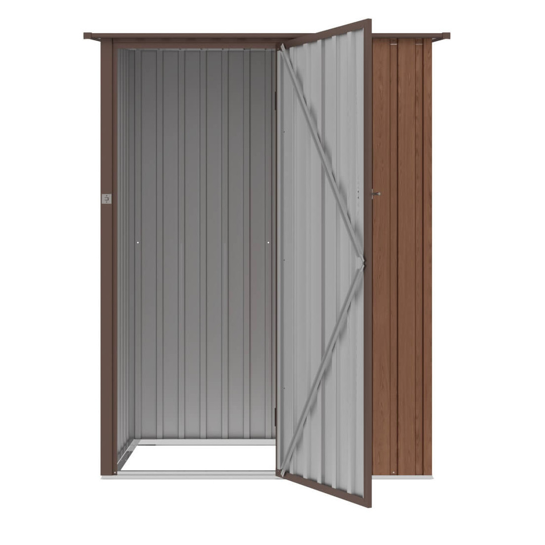 Przestronne drzwi w domku narzędziowym Kent 143x89 Walnut Hardmaister