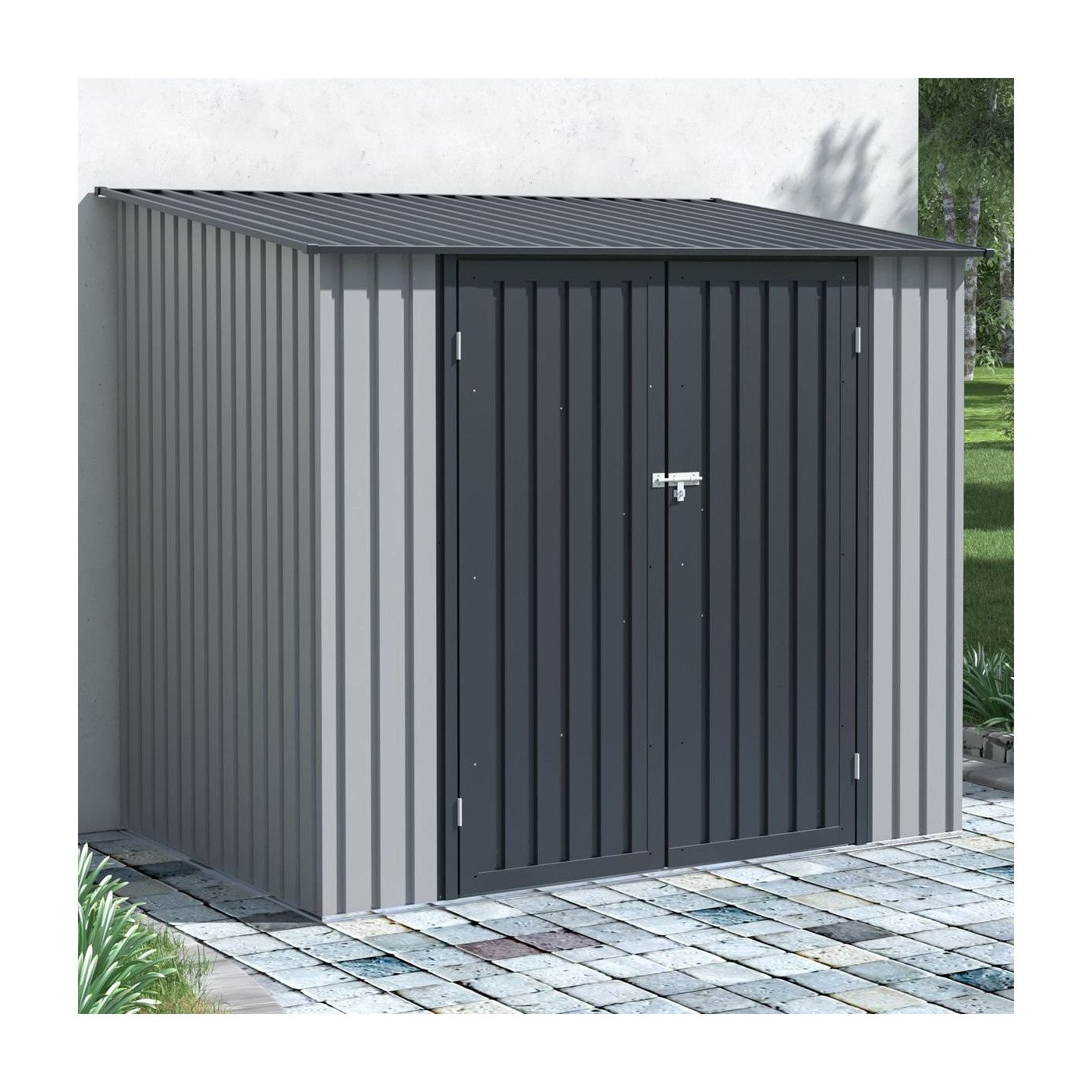 Domek narzędziowy w ogrodzie KENT 222x149cm Light Grey HARDMAISTER