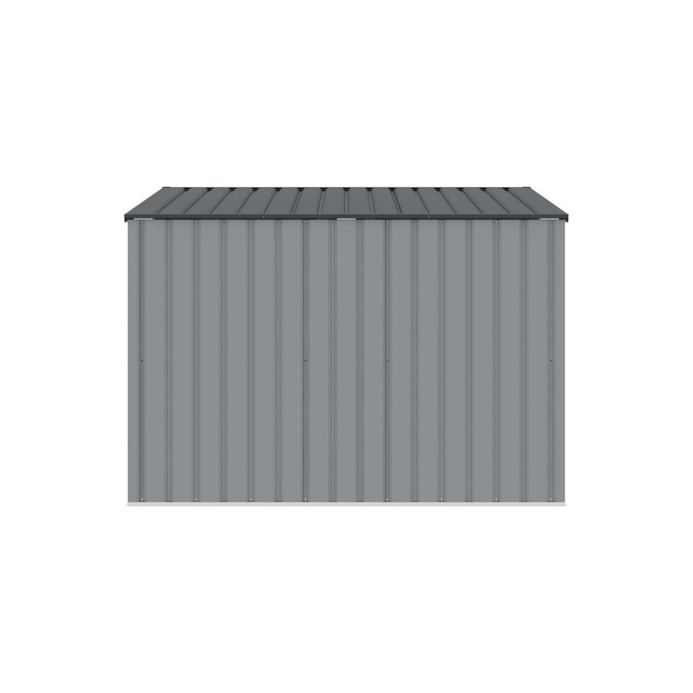 Tył jasnoszarej zabudowy do koszy na śmieci