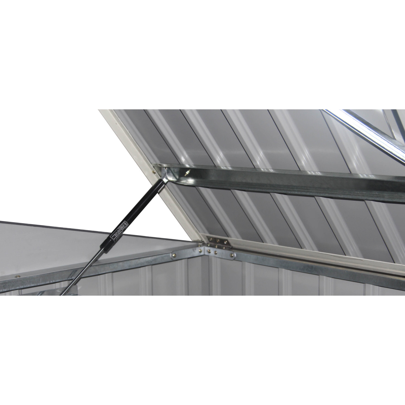 Widok na dwie pneumatyczne sprężyny ułatwiające otwieranie i bezpiecznie utrzymujące pokrywę bez użycia rąk