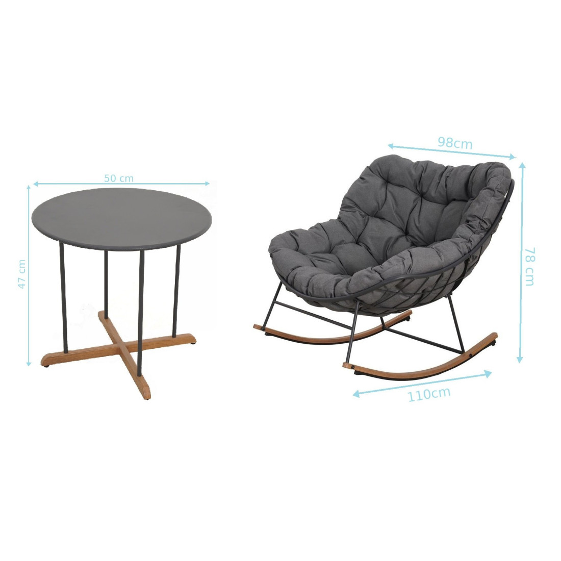 RONDA 1+1 SET DARK GREY