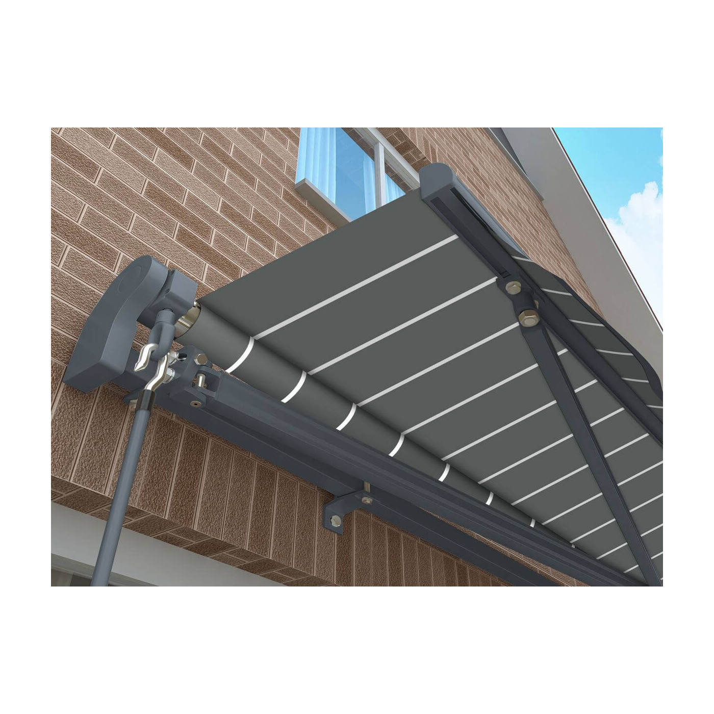 CLASSIC 450x300 TERRACE AWNING GREY/WHITE