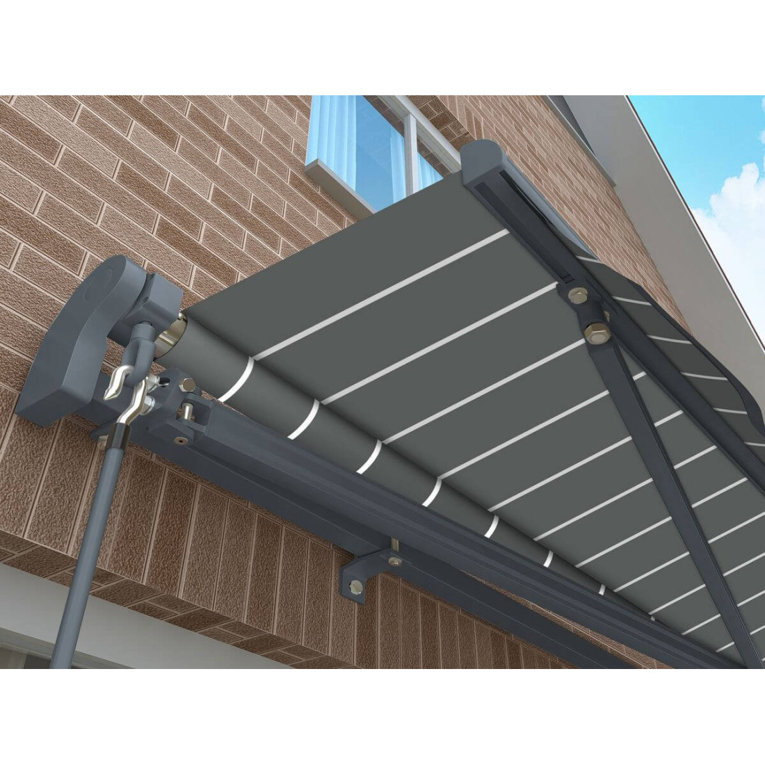 CLASSIC 450x300 TERRACE AWNING GREY/WHITE