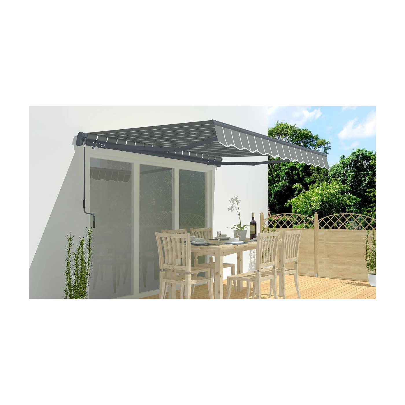 CLASSIC 500x300 TERRACE AWNING GREY/WHITE