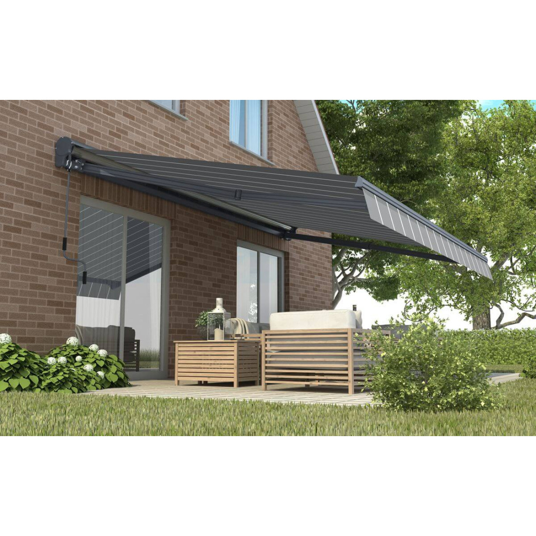 Markiza tarasowa Premium 400x300 cm szaro-biała