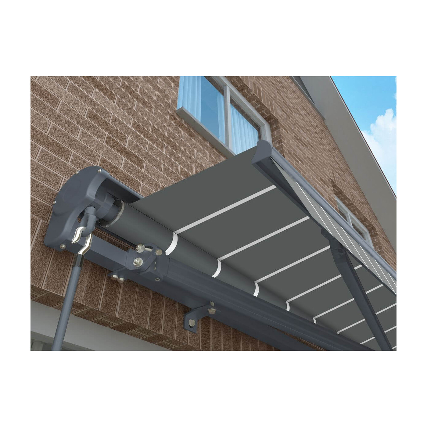 PREMIUM 450x300 TERRACE AWNING GREY/WHITE