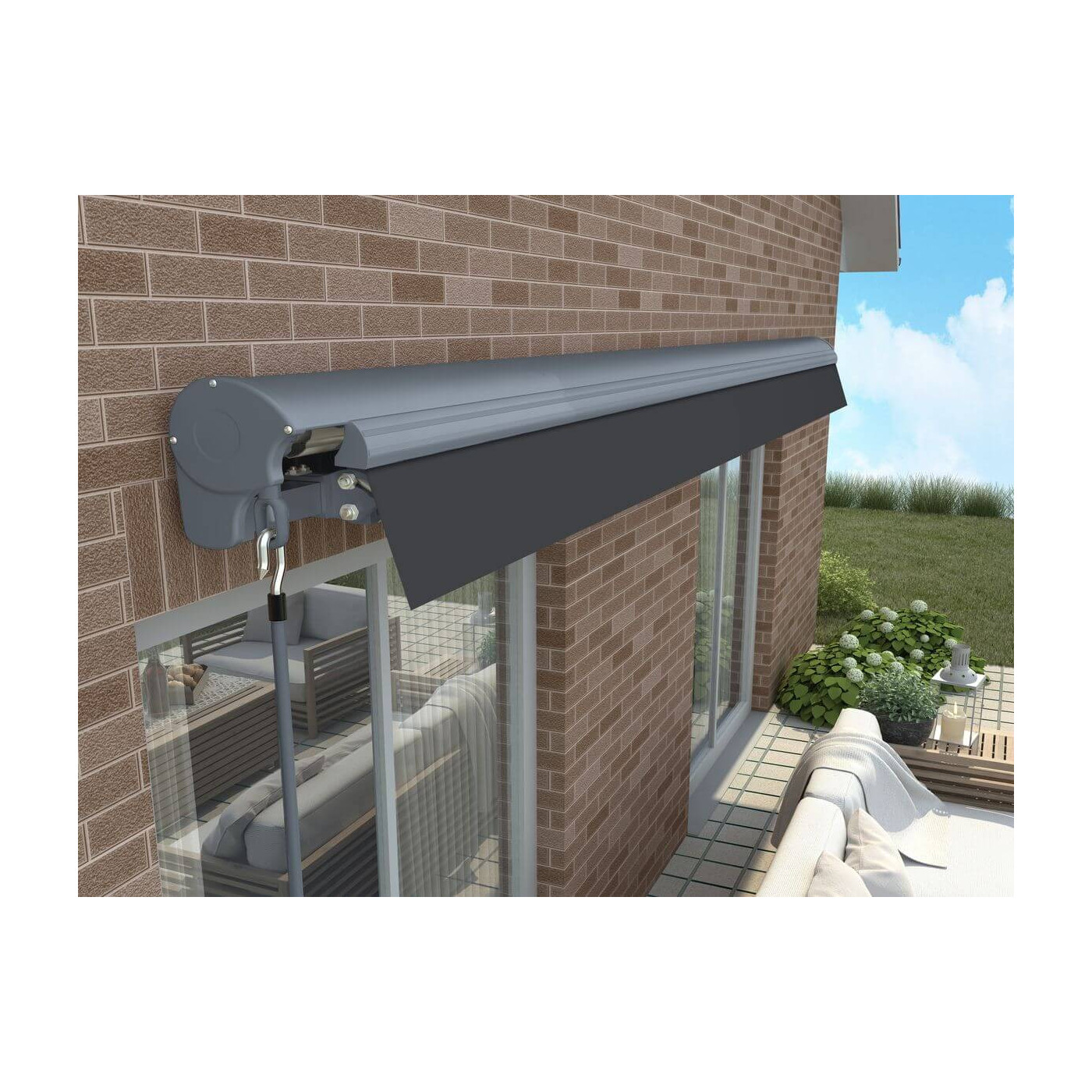PREMIUM 450x300 TERRACE AWNING GREY