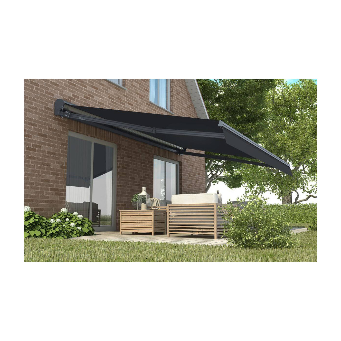PREMIUM AUTOMATIC 450x300 TERRACE AWNING GREY