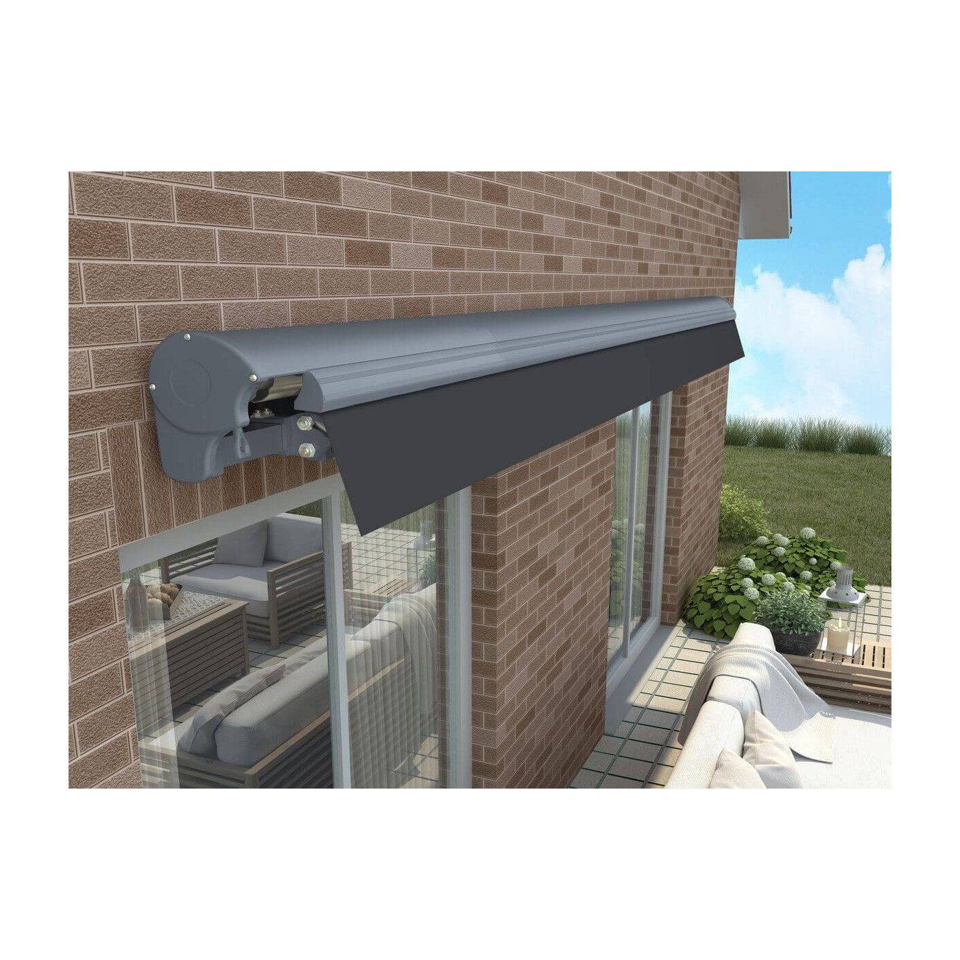 PREMIUM AUTOMATIC 500x300 TERRACE AWNING GREY