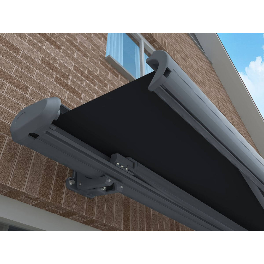 DELUXE AUTOMATIC 400x300 TERRACE AWNING GREY WITH SENSOR