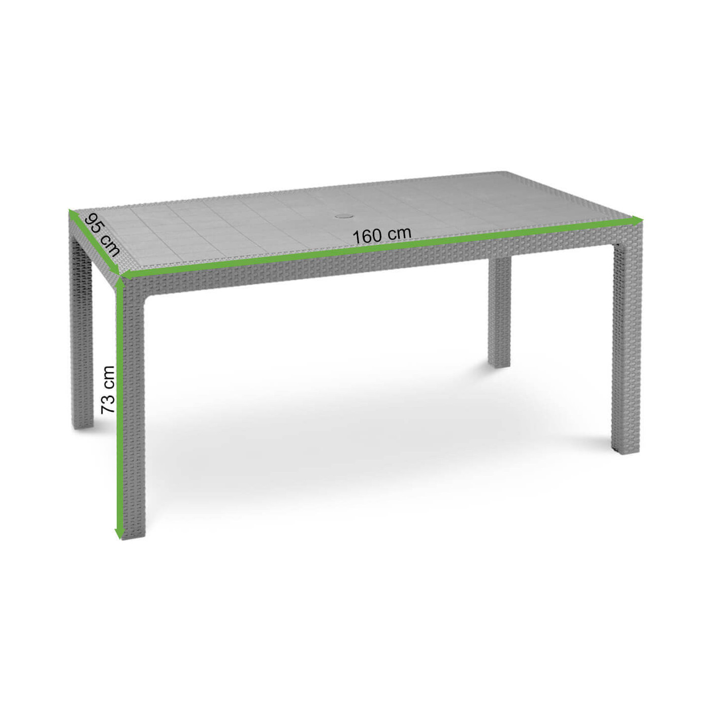 Wymiarowanie stołu ogrodowego MELODY brązowy