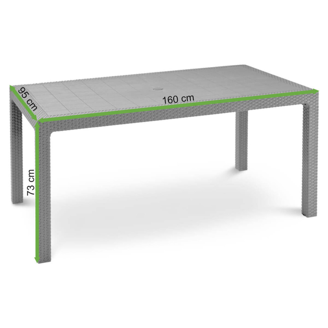 Wymiarowanie stołu ogrodowego MELODY brązowy